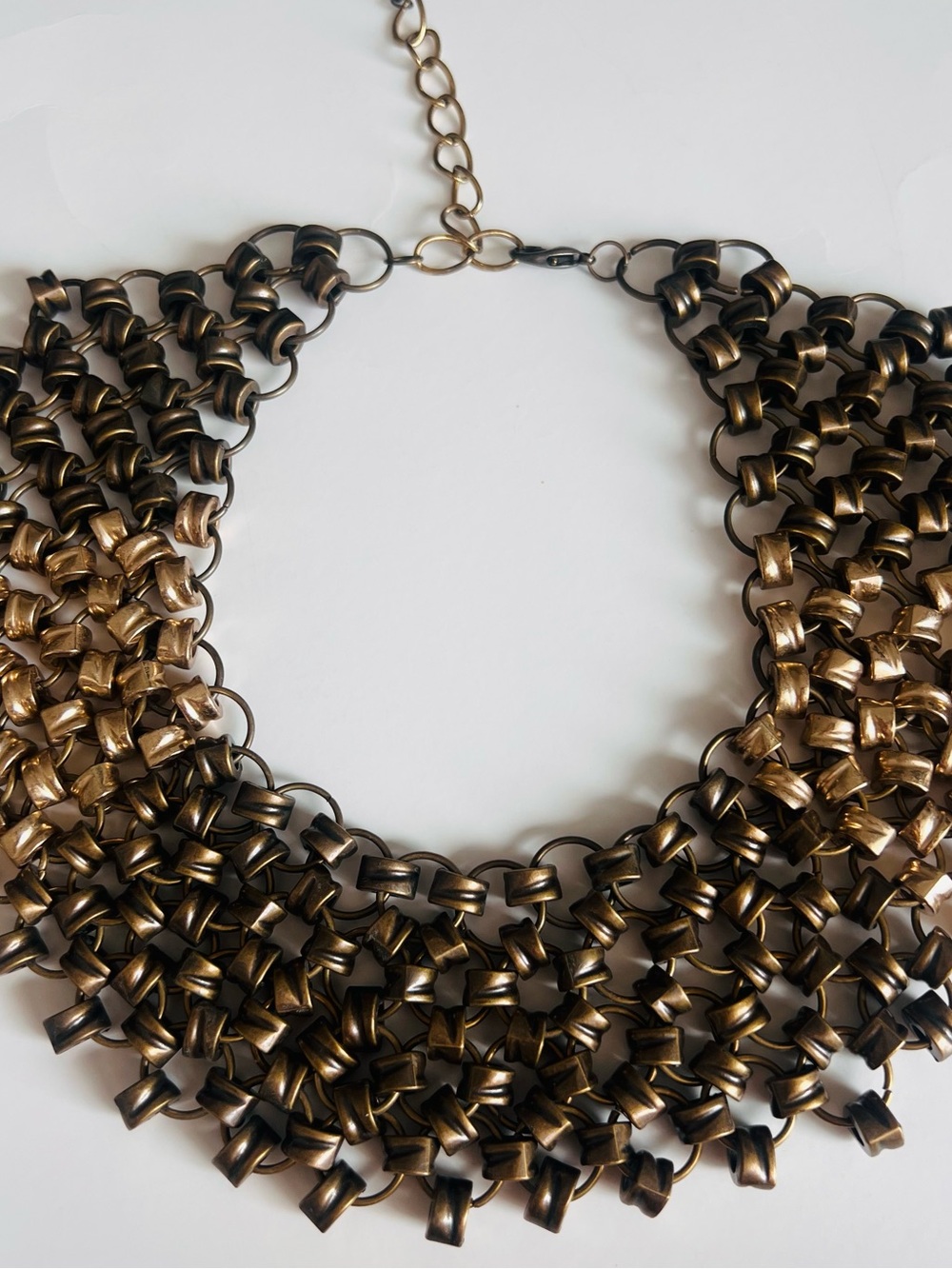 Bronze and Gold Layered Chain Collar Necklace